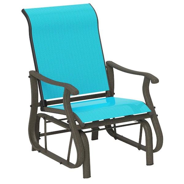 Outsunny Outdoor Patio Metal Glider Chair with Steel Frame and Mesh Fabric for Backyard