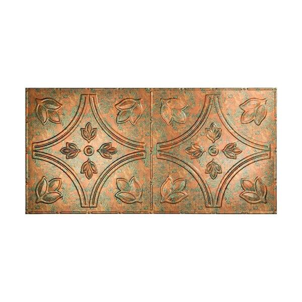 Fasade Traditional Style #5 2 ft. x 4 ft. Glue Up PVC Ceiling Tile in Copper Fantasy