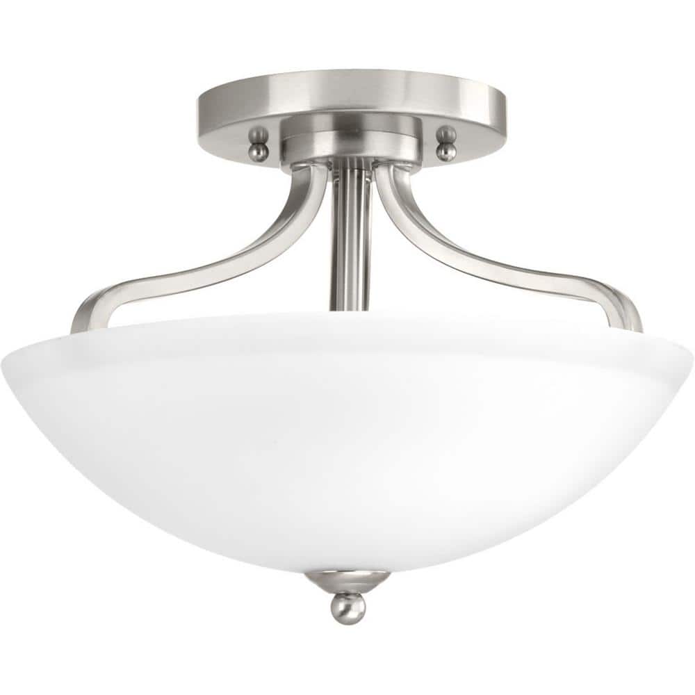 Brushed Nickel Glass Semi-Flush Mount Ceiling Light