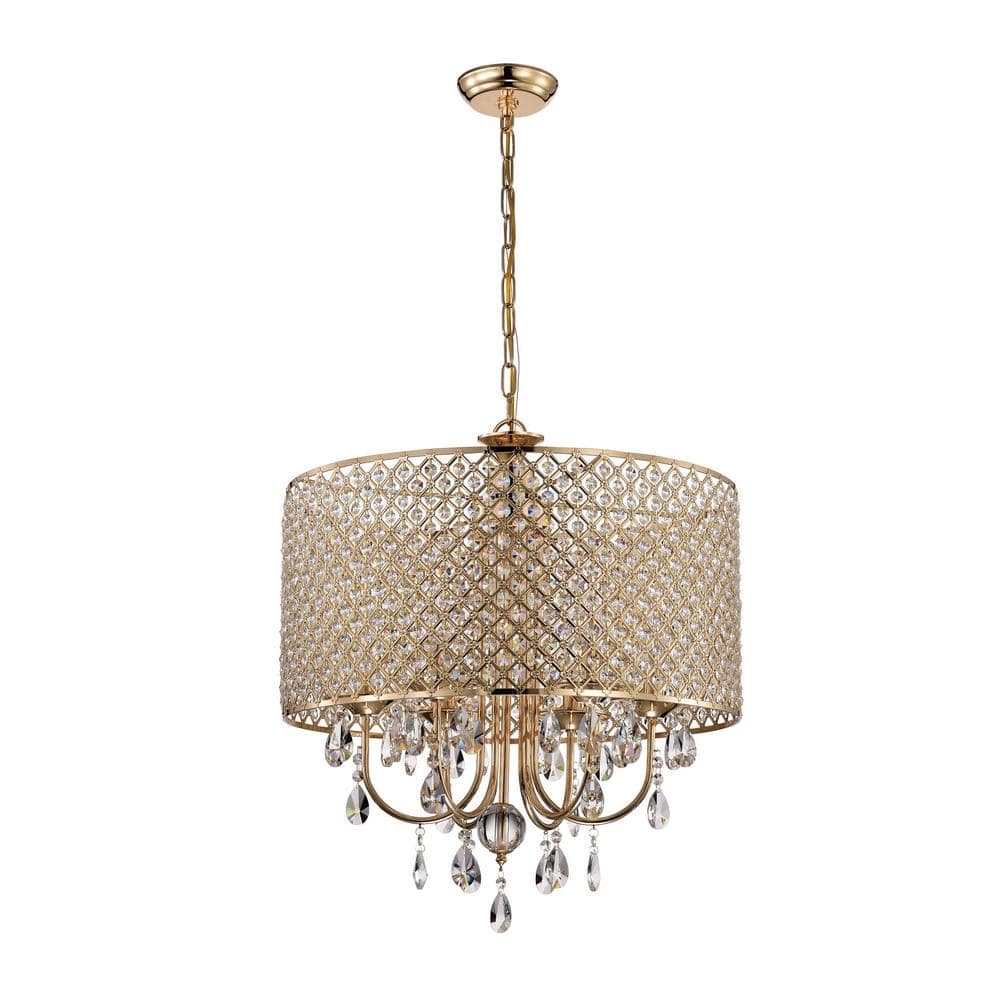 Chrome Crystal Candle 65" Chandelier with Drum Shade