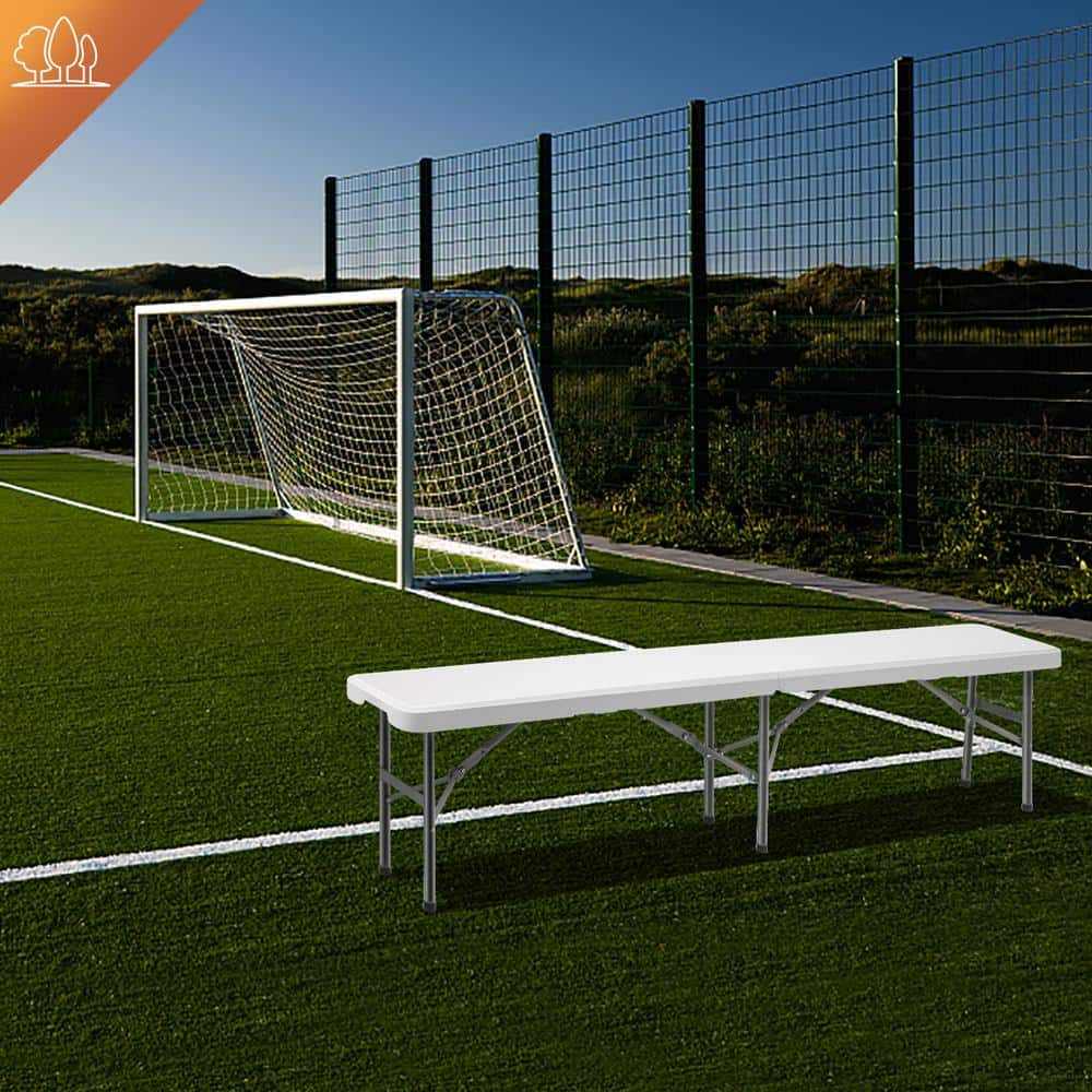 6 ft. Off-White Plastic Folding Bench with Steel Legs, 2-Pack