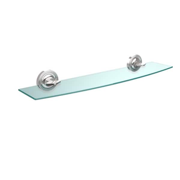 Allied Brass Regal 24 in. L x 3-1/8 in. H x 5 in. W Clear Glass Bathroom Shelf in Polished Chrome
