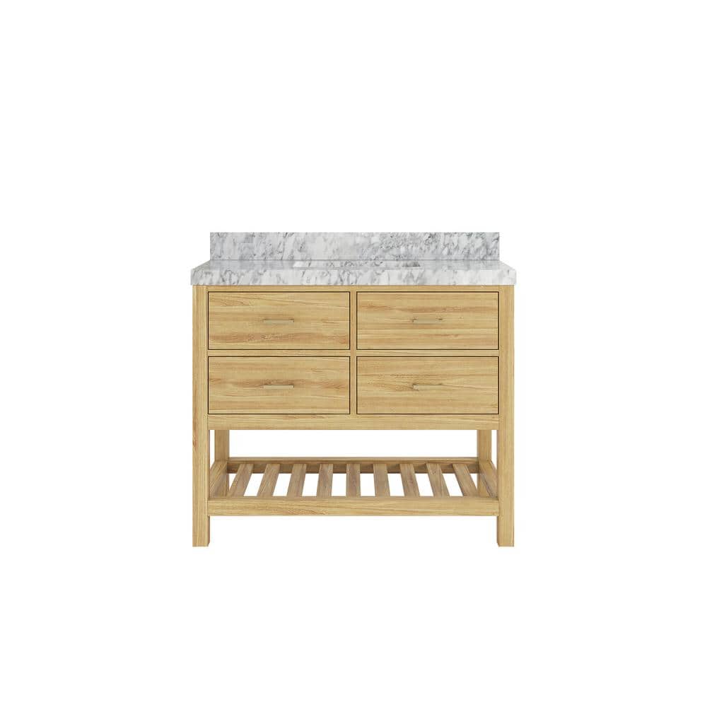 Parker Teak 42 in. Single Sink Freestanding Light Natural Bath Vanity with Carrara Marble Top price history on PriceWatchPro