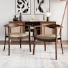 Furniture of America Shelun I Rich Walnut Fabric Upholstered Dining Chairs with Rounded Back and Arm Rest (Set of 2) IDF-30001WN-SC