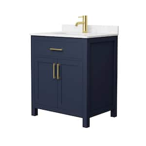 Beckett 30 in. W x 22 in. D x 35 in. H Single Sink Bathroom Vanity in Dark Blue with Carrara Cultured Marble Top