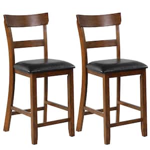 42 in. Barstools Counter Height Chairs with Leather Seat and Rubber Wood Legs (Set of 2)