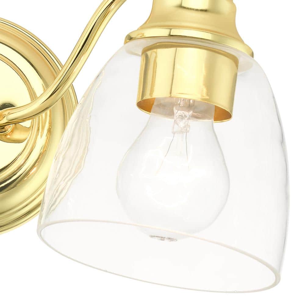 Montgomery Polished Brass 2-Light Vanity Sconce with Hand-Blown Glass