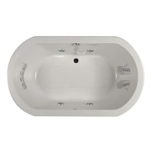 Anza 66 in. x 42 in. Oval Combination Bathtub with Center Drain in Oyster