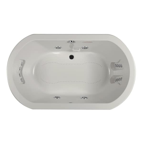 JACUZZI Anza 66 in. x 42 in. Oval Combination Bathtub with Center Drain in Oyster