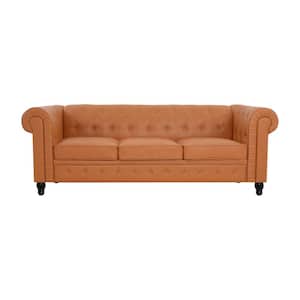 89 in. Round Arm 2-Seater Removable Cushions Sofa in Caramel
