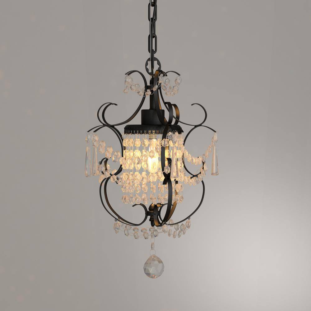 Elegant Noir 13'' Black Crystal Mini Chandelier