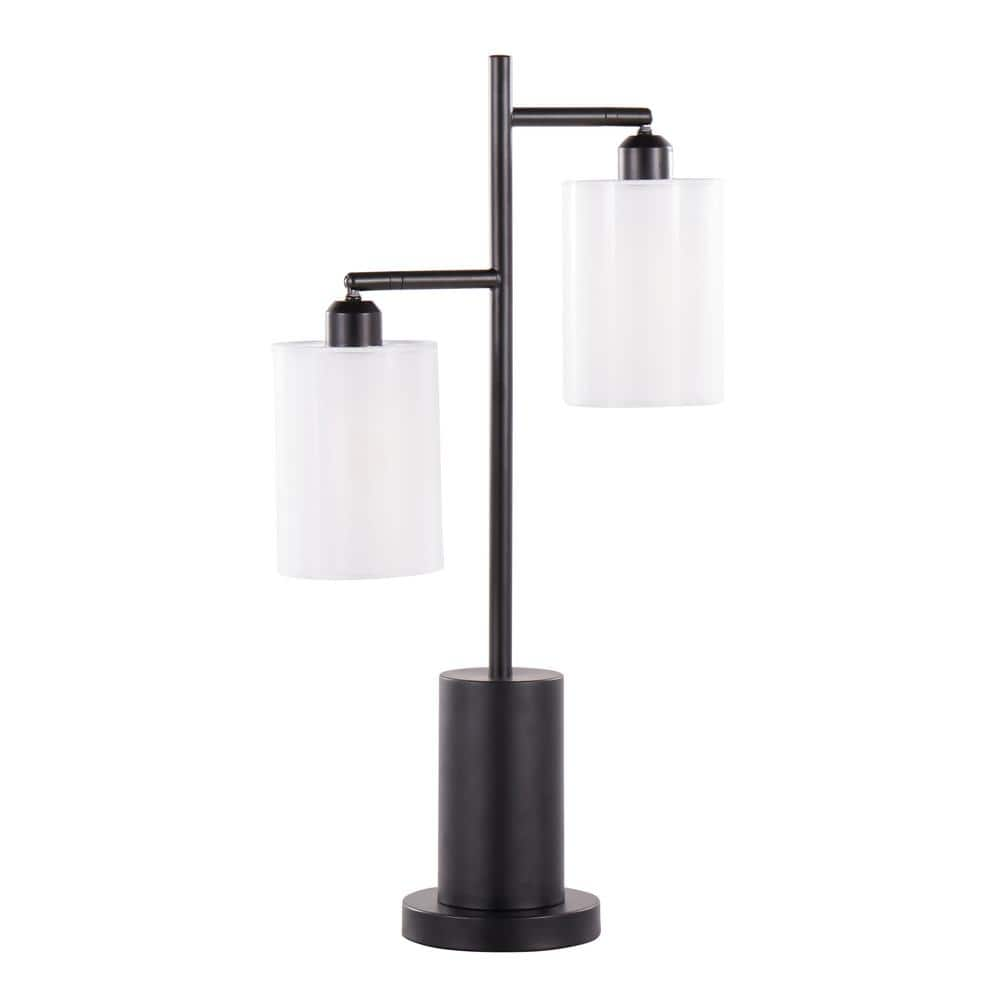 Lumisource Cannes 27 In Black Metal With White Shades Two Light Table Lamp L Cannestb Bkw The 