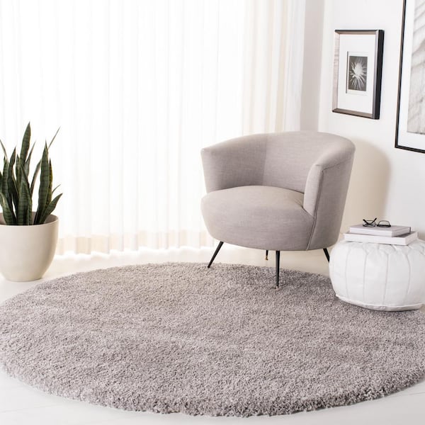 Royal Shag Gray 7 ft. x 7 ft. Round Solid Area Rug