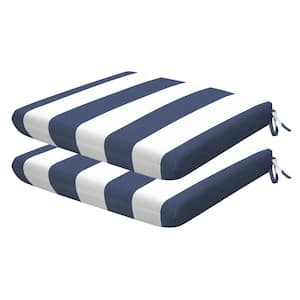 Outdoor Universal Dining Seat Cushion Cabana Stripe Blue and White (Set of 2)