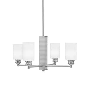 Albany 21.75 in. 4 Light Brushed Nickel Chandelier with White Marble Glass Shades