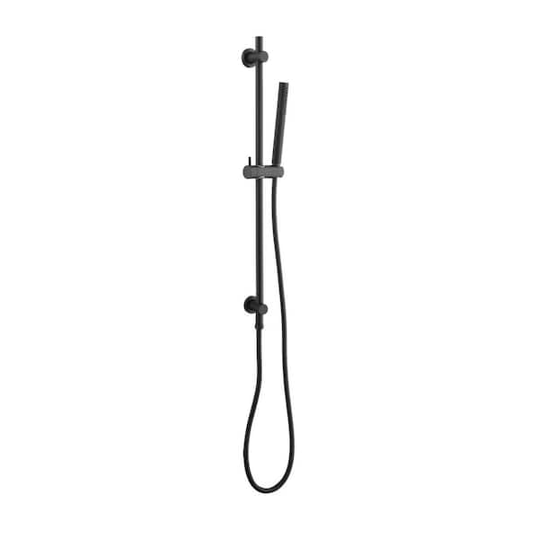 1-Spray Round High Pressure Handheld Shower with Wall Bar in Matte Black