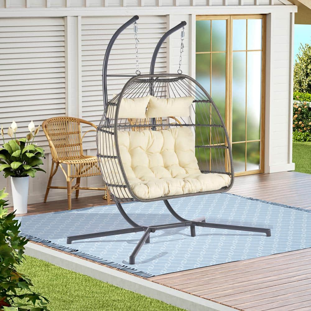 Synthetic Rattan Abate Outdoor Patio Swing Chair With Stand Modway
