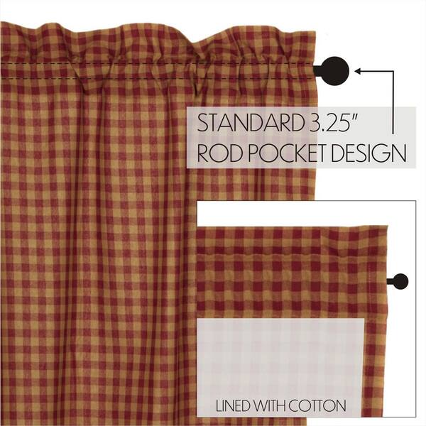 VHC Brands Millsboro Window Curtains, Panel Scalloped Set of 2, Tan