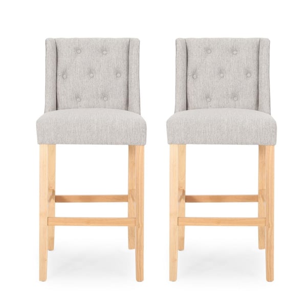 Noble House Lansglen 44.25 in. Light Grey Wingback Bar Stool (Set of 2)