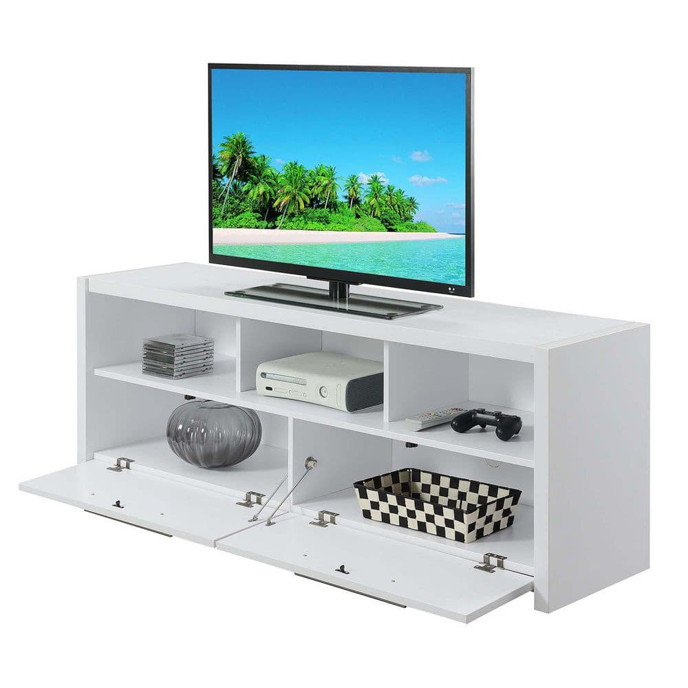Newport Marbella 60" Luxe White TV Stand with Concealed Storage