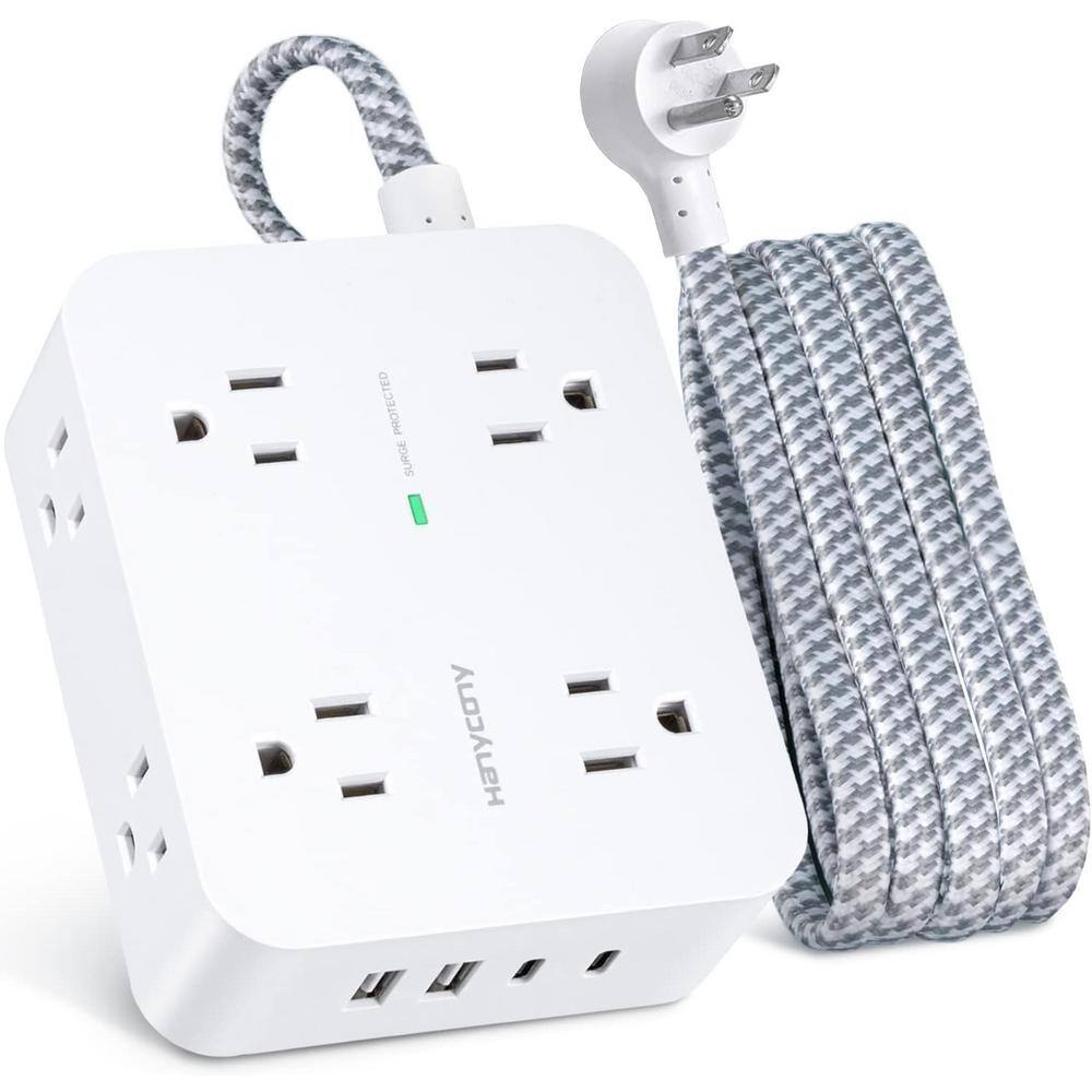 8-Outlet Flat Plug Power Strip Surge Protector in White with 4 USB Ports (2 USB C), 6 ft. Cord price history on PriceWatchPro