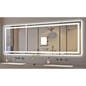 84 in. W x 32 in. H Large Rectangular Frameless Double Lighting Anti-Fog Wall Bathroom Vanity Mirror Super Bright