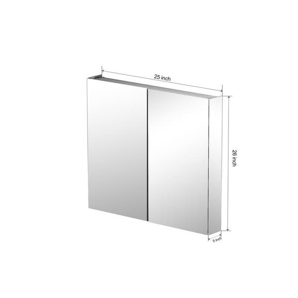 30 inch Aluminum Bathroom Medicine Cabinet with Recess or Surface Mount 30x26