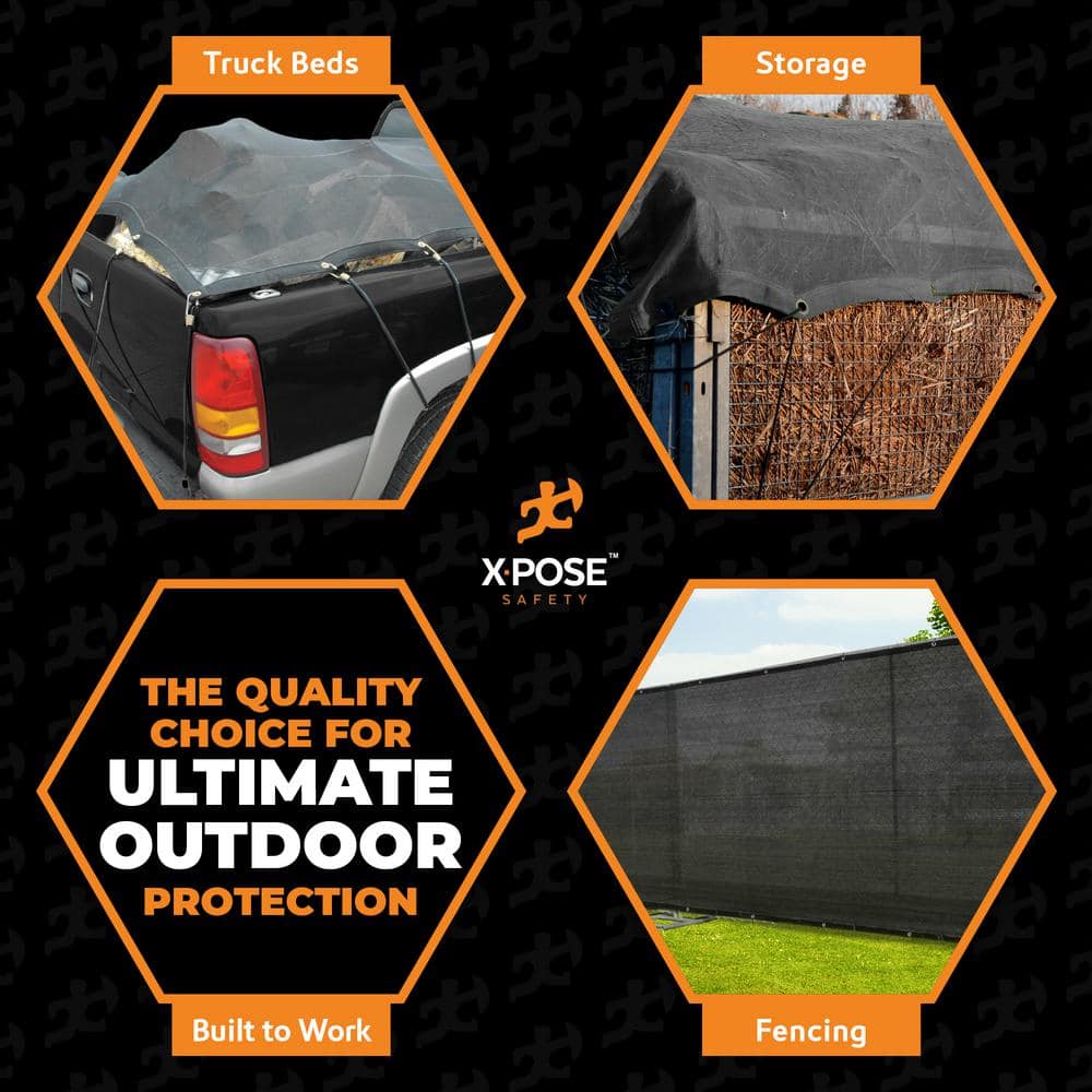 Heavy Duty Black Mesh Tarp with Brass Grommets, 4' x 10'