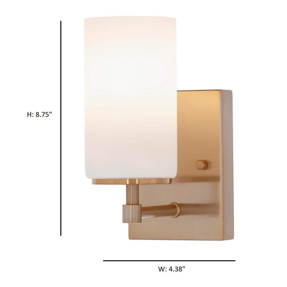 Satin Brass and Bronze Dimmable Wall Sconce with Etched Glass Shade