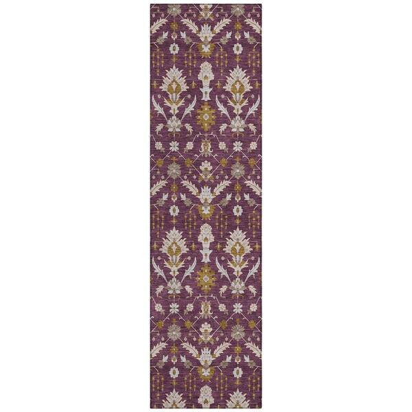 Chantille Machine Washable Indoor/Outdoor Abstract ACN2857 Eggplant 2 ft. x 7 ft. Runner Rug