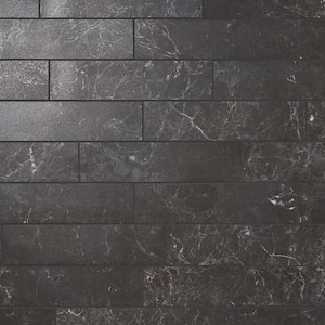 Palazzo Nero Black 3.93 in. x 15.74 in. Semi-Polished Porcelain Floor and Wall Tile (6.88 sq. ft./Case)