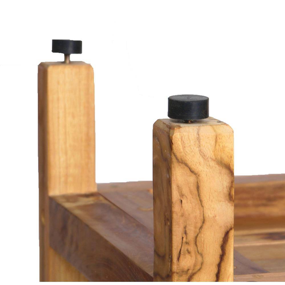 Teak Freestanding Shower Bench with Shelf and LiftAide Arms