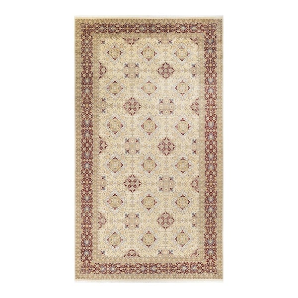 Mogul Ivory 10 ft. x 14 ft. Oriental Wool Indoor Area Rug