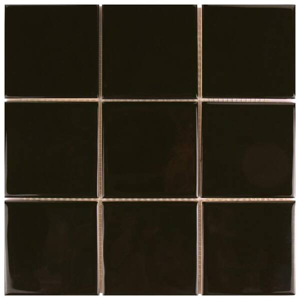 Merola Tile Twist Square Black Olive 11, 4 Inch Square Floor Tiles