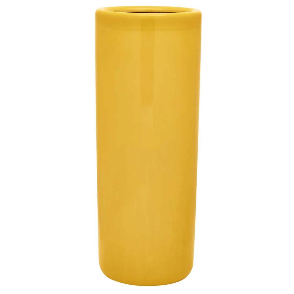 24" Bright Yellow Porcelain Umbrella Stand