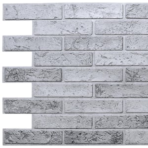 3D Falkirk Retro III 38 in. x 20 in. Silver Faux Brick PVC Decorative Wall Paneling (5-Pack)