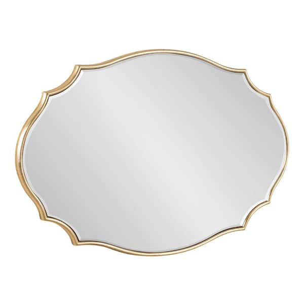 Kate and Laurel Marchon 30.00 in. H x 30.00 in. W Round Plastic Framed Gold  Mirror 220891 - The Home Depot