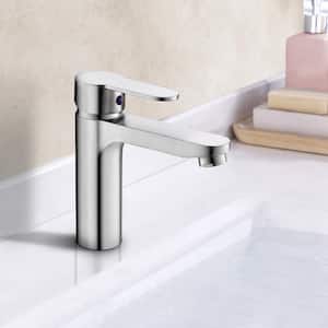 Spot Resistant Single Handle Single Hole Bathroom Faucet in Brushed Nickel