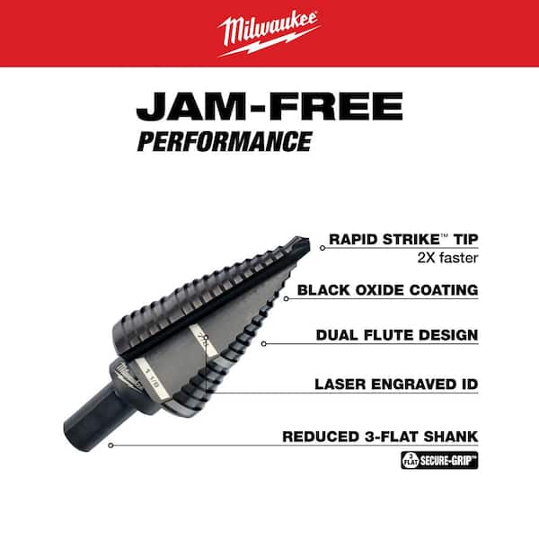Milwaukee 7/8 in. - 1-1/8 in. #9 Black Oxide Step Drill Bit (2