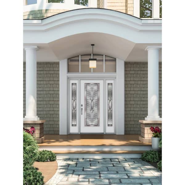 62 in. x 80 in. Full Lite Blakely Primed Steel Prehung Right-Hand Inswing Front Door with Sidelites