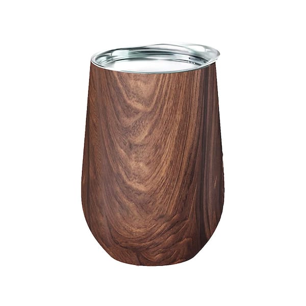 Double Walled 8 oz. Insulated Mahogany Stainless Steel Whiskey Tumbler with Spill Resistant