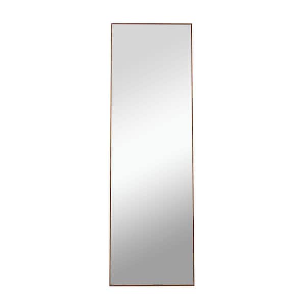 19 in. W x 63 in. H Rectangle Framed Floor Standing Mirror, Wall Mirror with Stand Solid Wood Frame Brown Mirror