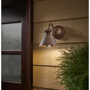 Essen 6.75 in. Antique Copper Outdoor Wall Lamp with Metal Shade