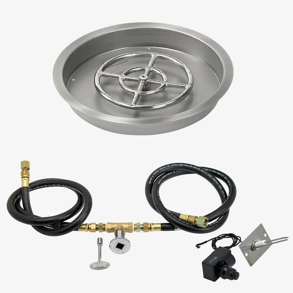 Fire Pit Pan With Spark Ignition Kit, Natural Gas Fire Pit Burner Rings