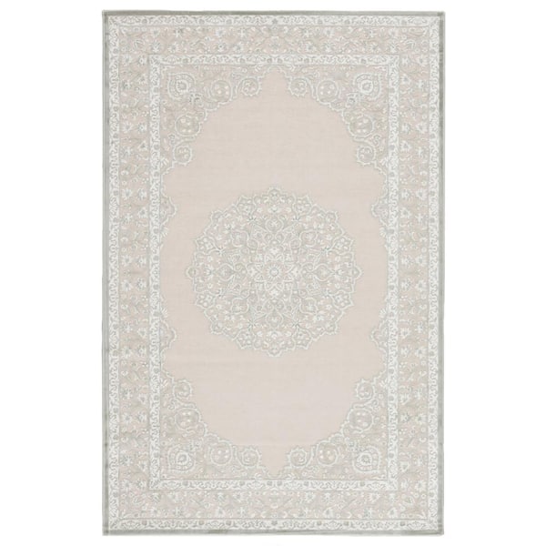 Jaipur Living Machine Made Bright White 8 ft. x 10 ft. Medallion Area Rug