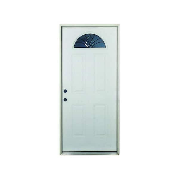 Steves & Sons 36 in. x 80 in. Webville Fan Lite Primed White Fiberglass Prehung Front Door