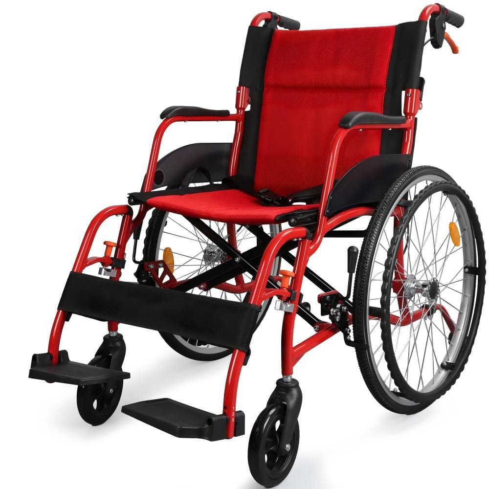 Wudkey Folding Manual Wheelchair with Lightweight Aluminum Frame
