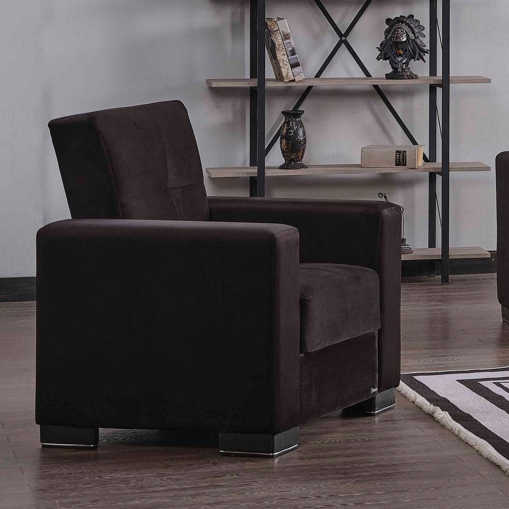 Modern Black Microfiber Accent Chair with Hidden Storage