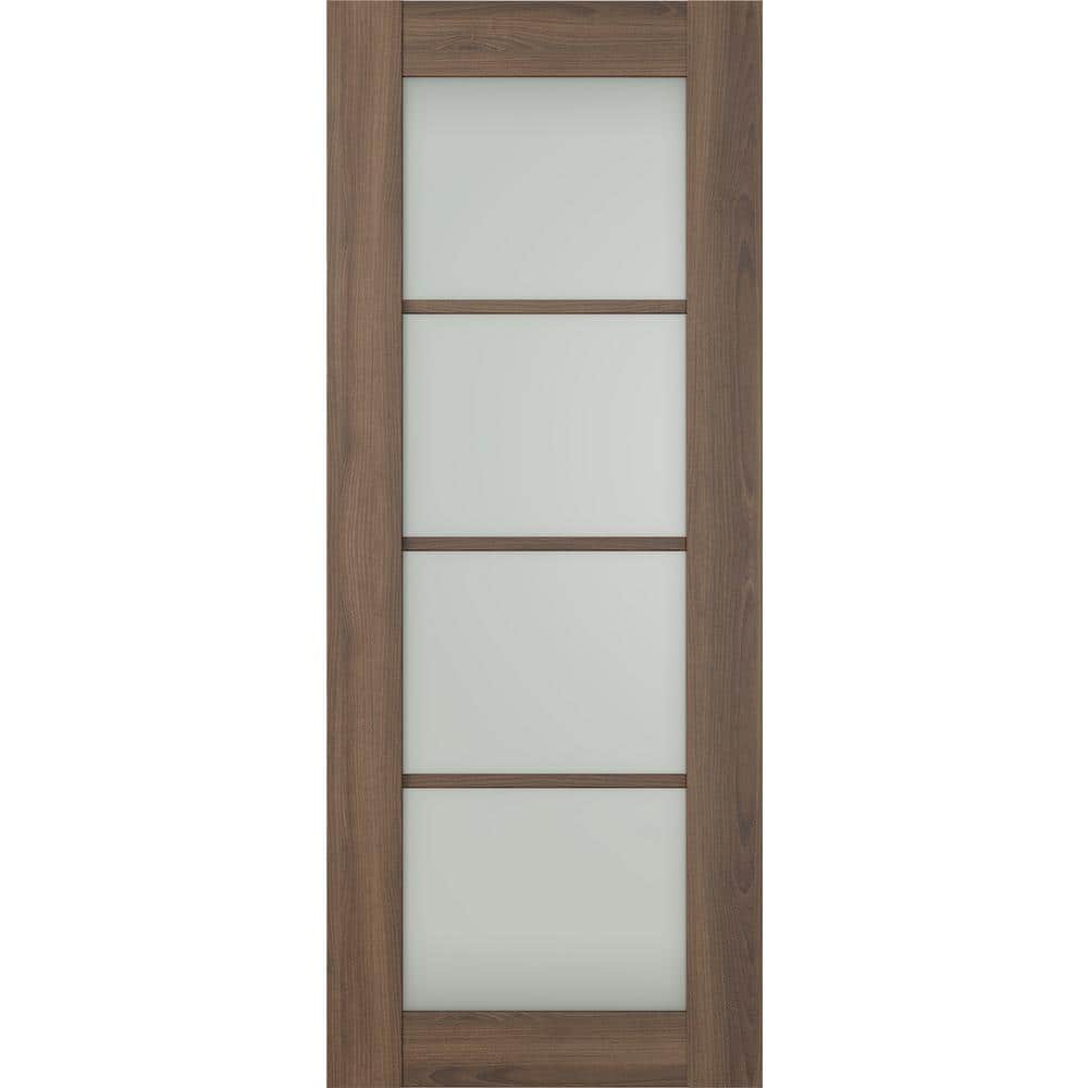 Vona 4-Lite 30 in. x 84 in. No Bore 4-Lite Frosted Glass Pecan Nutwood Composite Wood Interior Door Slab price history on PriceWatchPro