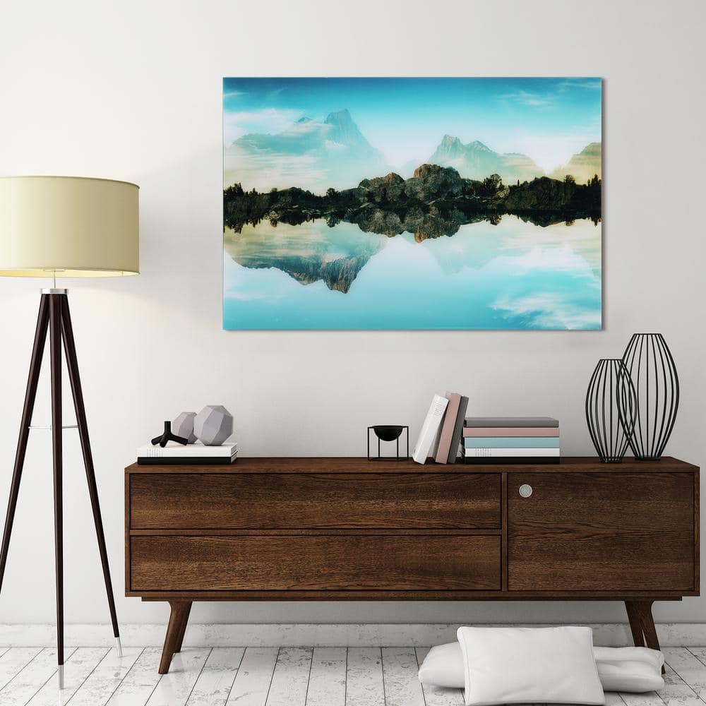 Quiet Waters Blue Tempered Glass Landscape Wall Art, 51" x 36"